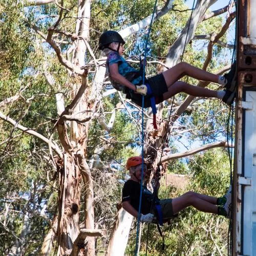 Children abseiling