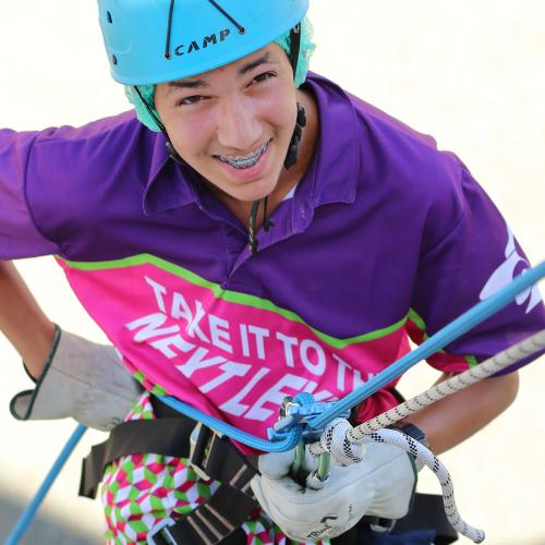 Boy abseiling